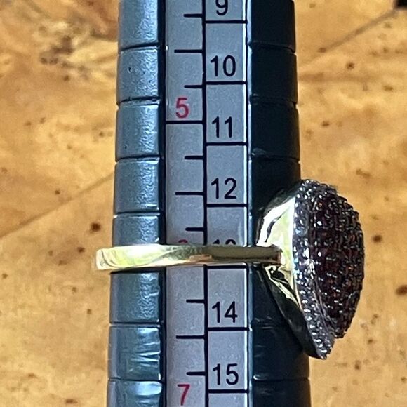 Natural Red Garnet Sterling Silver Heart Ring Size 6 - Picture 7 of 8